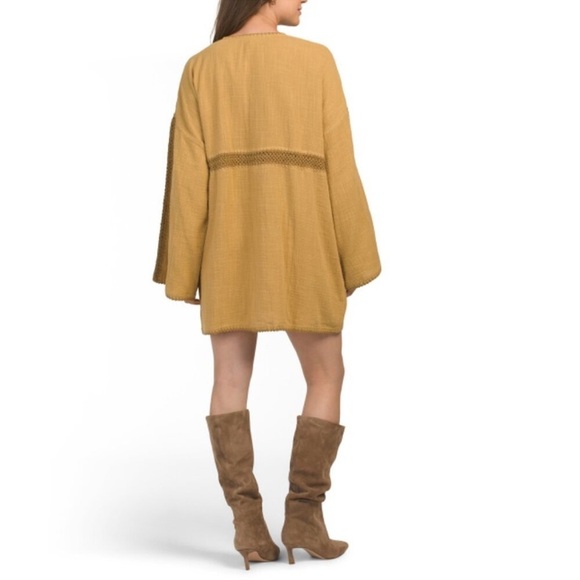 Maurie and Eve Yellow Cotton Boho Run with Me Mini Dress, Women’s Size 6 - Picture 8 of 13